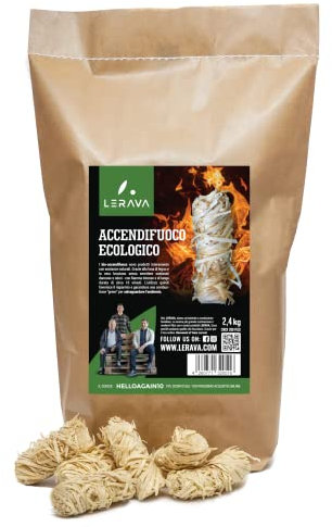 LERAVA® Anzündwolle 5kg Natur Kaminanzünder & Grillanzünder, Ofenanzünder aus Holzwolle, Perfekter Anzünder für Kamin, Grill & Ofen, Umweltfreundliche Anzünder Holzwolle, Feueranzünder, Holzanzünder