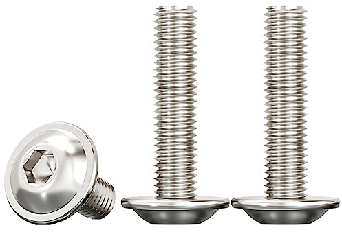 Drenky Tornillos de Cabeza Alomada con Brida,M6x30mm Tornillos Hexagonal Acero Inoxidable A2 V2A Tornillo a Máquina pour Les Connexions Mécaniques,20 Piezas