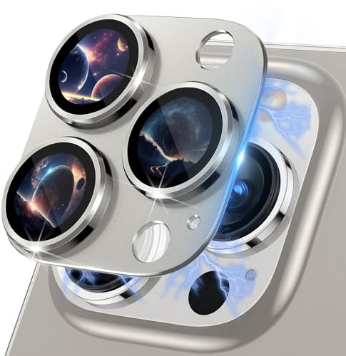 MiKoyi Protector Lente Cámara Compatible con iPhone 15 Pro/iPhone 15 Pro MAX Cámara Protector Pantalla Cristal Templado Anti-Arañazos Aleación Alumio Protector Camara para 15 Pro/15 Pro Max Gris