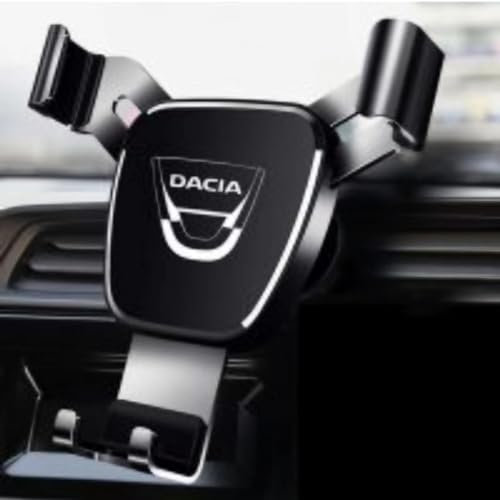 KNOBCO Support Telephone Voiture pour Dacia Duster 2018-2023,2023 Améliorée Super Plus Stable Porte Téléphone Portable Tableau de Bord Pare-Brise Sortie d'air Auto Logo emblème Accessoires GPS