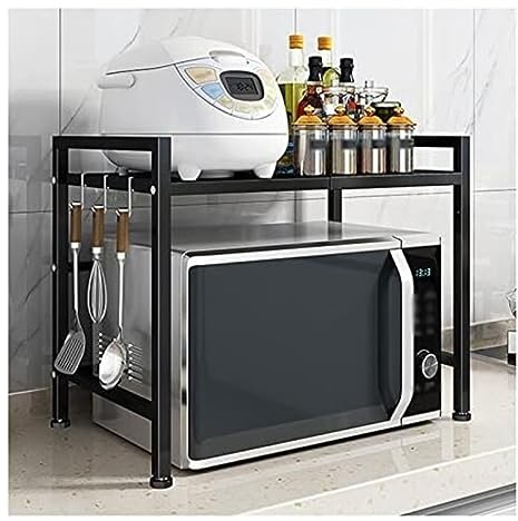 Soporte para microondas Rejilla para horno microondas Rejilla extensible para horno microondas de 2 niveles Estante para soporte para microondas resistente Estante organizador para encimera de co
