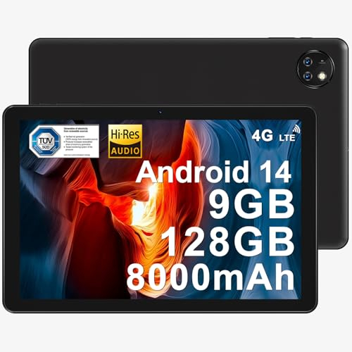 DOOGEE T10W Android 14 Tablet 10 Zoll, 9GB RAM+128GB ROM(TF 1TB),Tablet LTE, 8000mAh, 4G LTE Dual SIM/OTG/TÜV SÜD/GPS//Widevine L1/5MP Kamera, Telefonanruf Funktionalität Tablet