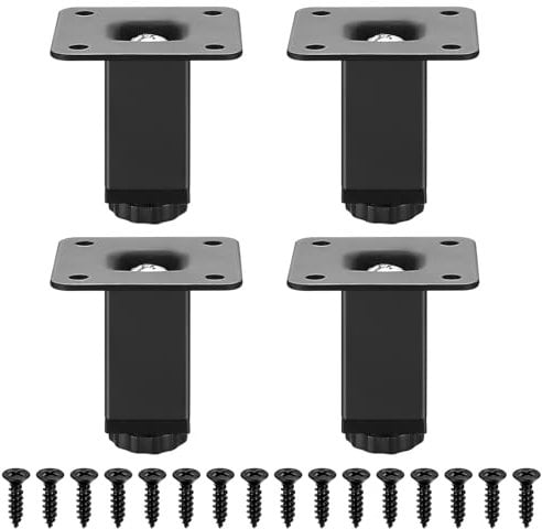 4 Pcs Adjustable Furniture Legs, 0-15mm Table Legs, 5cm/2 Inch Metal Feet Support for Kitchen Cupboard Cabinet Bed Chair Desk Sofa Coffee Table Breakfast Bar
