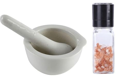1 Grinding Bowl, 1 Grinding Bottle, Pepper Grinder, Garlic Masher, Hand Grinder, Kitchen Utensils