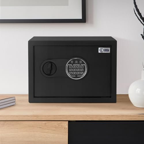 ECD Germany Safe Tresor 16L 35x25x25cm, stabiler Stahl, Wandtresor mit Sensorlicht & Digitale Tastatur für Schmuck Bargeld Dokumente, Elektronischer Möbeltresor Geldkassette mit PIN-Code & Schlüssel