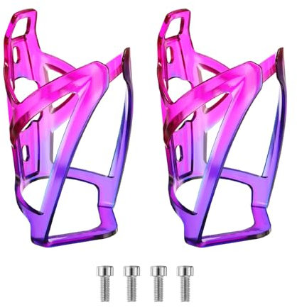 sourcing map 2pcs Bike Water Bottle Holder 5.3 PC Universal Bicycle Bottle Cages Ultralight Cycling Hydration Brackets with Screws for MTB Mountain Road Gravel, Blue Purple