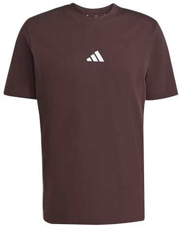 adidas Men's Essential Three Stripes Single Jersey TEE, Shadow Brown/Black, S