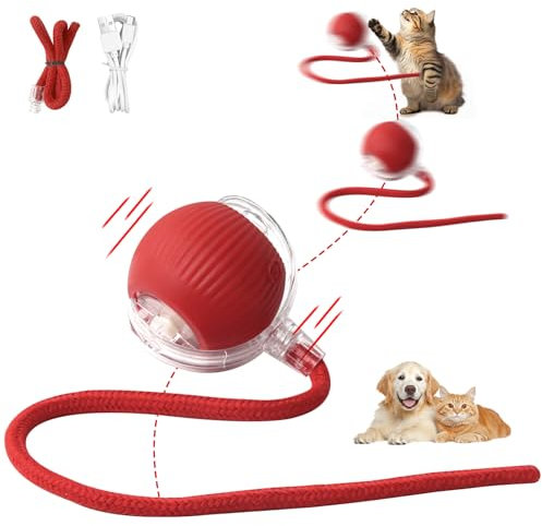 Interaktives Katzenspielzeug Katzenball Selbstbeschäftigung Elektrisch ball USB-Aufladung Magic Ball Hund Automatisch Rollende 3 Arbeitsmodi Interaktiver Spielball mit Schwanz für Katzen und Hunde