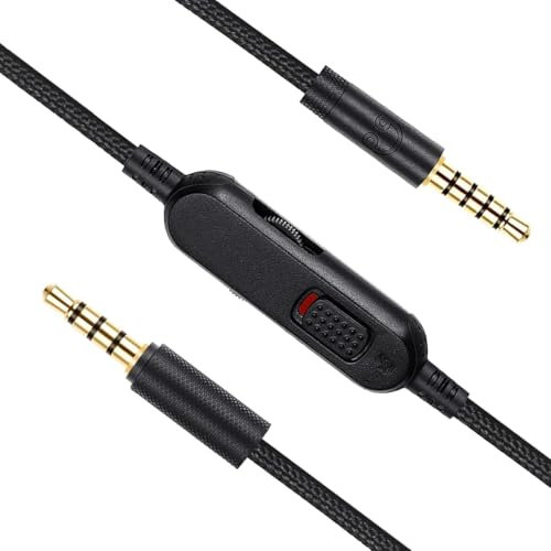 G Pro X Cord, Detachable Gaming Headset Cable Replacement for Logitech G Pro / G433 / G233, 3.5mm(1/8) Nylon Braided Wire with I Switch and Volume Controller, 2M 6ft Long