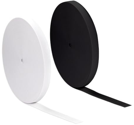 GIDWRIY 2pcs Bande Elastique Couture 10 m,Bande Elastique Plate,Bande élastique Noire Et Blanche,Ruban élastique Ceinture,Bande élastique à Coudre Elastic,Band Sewing pour Pantalon Vêtements