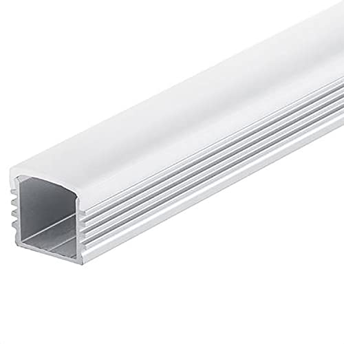 INNOVATE 2m LED Schiene - Aluminium U - Profil - Aluprofil für LED Stripes/Streifen - LED Kanal - ALU Leiste - (Alu U-Profil Maxi 12mm - flache milchige Abdeckung)