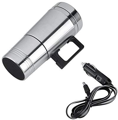 Auto Elektrische Heizung Tasse, 12V/24V, 300ml Edelstahl Reise Thermosflasche, Heiße Getränke Autokocher Tragbar