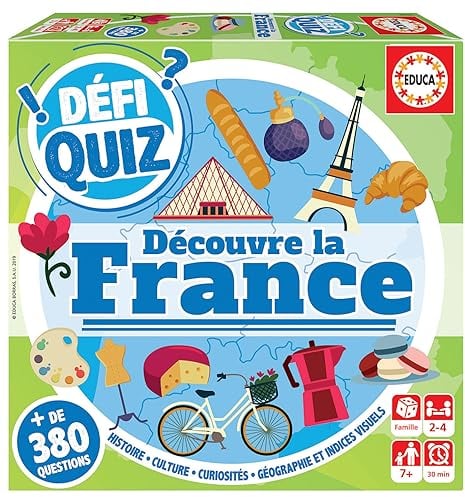 Educa - Defi Quiz. Découvre La France. Jeu de societé Famille. Questions et reponses. +7 años (18155)