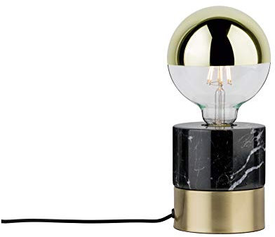 Paulmann 79742 Neordic Tischleuchte Vala max. 1x20W Tischlampe für E27 Lampen Nachttischlampe Messing gebürstet/Schwarz 230V Marmor ohne Leuchtmittel
