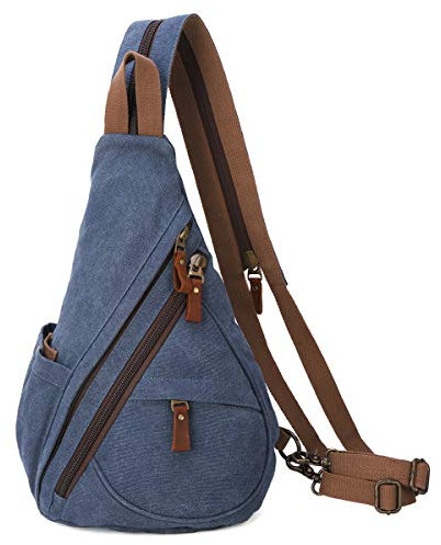 KL928 Canvas Sling Bag Rucksack Damen und Herren – Schulterrucksack Umhängetasche Crossbag Verstellbarem Schultergurt Perfekt für Outdoorsport, Wandern, Radfahren, Bergsteigen, Reisen