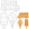 BAKERLOGY Set of 3 Ice Cream Themed Cookie Cutters (Ice Cream Truck, Cone, Popsicle) - 3D Printed, Dishwasher Safe, Ideal for 5mm Dough Thickness