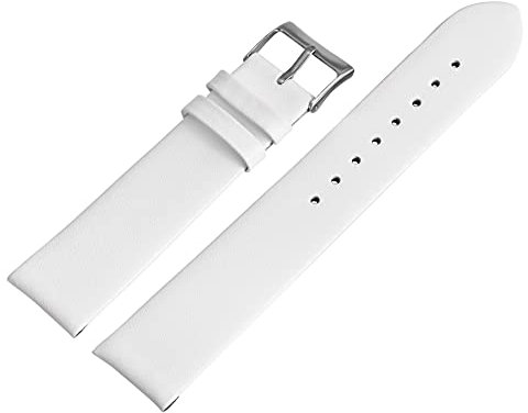Excellanc-Uhrenarmband Ersatz Echt Leder Dornschließe Breite 12-22 mm (Stegbreite: 20 mm, weiß)