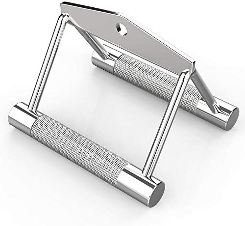 Senshi Japan Cable Machine Attachments - Pull Down Rope Tricep Rope Straight Bar Stirrup Handle Row Handle Lat Pulldown Bar - Multigym Multi Home Gym Exercise Accessories Bars (Chrome Rowing Handle)