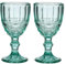 Set of 2 Wine Glasses Embossed 300ml Bevlled Glass Wine Goblets Wine Glass Set Alfresco Dining Glassware (CP49)