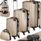 TecTake® Set Valigie Pucci, Set di Valigie con Rotelle Girevoli a 360°, Beauty Case Incluso, Trolley da Viaggio, Serratura di Sicurezza, Adatto per Tutti i Tipi di Viaggi - Champagne