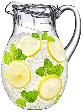 Amazing Abby - Bubbly - Brocca in acrilico da 2 litri, in plastica trasparente, senza BPA e infrangibile, ideale per tè freddo, sangria, limonata e molto altro ancora