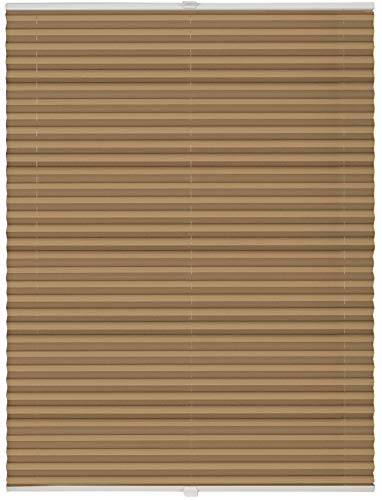 ondeco Plissee ohne Bohren mit Klemmträger, Sonnenschutz für Fenster innen, Jalousien Fenster ohne Bohren Blickdicht, Faltrollo Sichtschutz für Tür Fensterrahmen, Rollo Cappuccino 95x130 cm