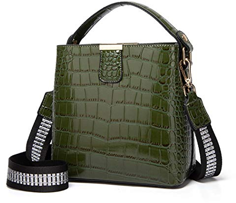 BUKESIYI Damen Tasche Umhängetasche Handtasche Frauen Klein Schultertasche Weekender Lack PU Leder DE77224 Grün