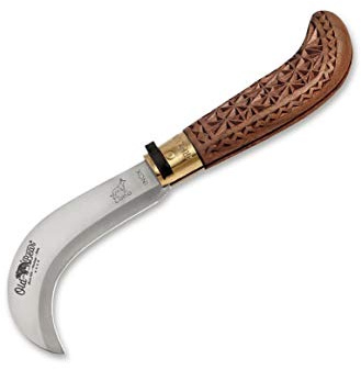Old Bear Unisex – Erwachsene Collection Bill Hook L Carved Taschenmesser, Braun, 21.5