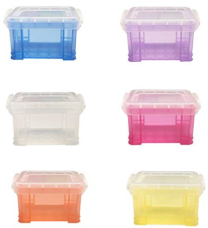 NA 6 Pack Mini Storage Boxes Plastic Storage Box Organiser Box with Lid Small Storage Bin Box, Clear