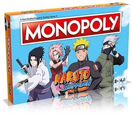 Winning Moves Naruto Monopoly Board Game English Edition, Play with Sakura, Sasuke, Naruto, Kakashi, Tsunade and many more, Fun family game for 2-6 players ages 8 and up, Great gift for Anime fans