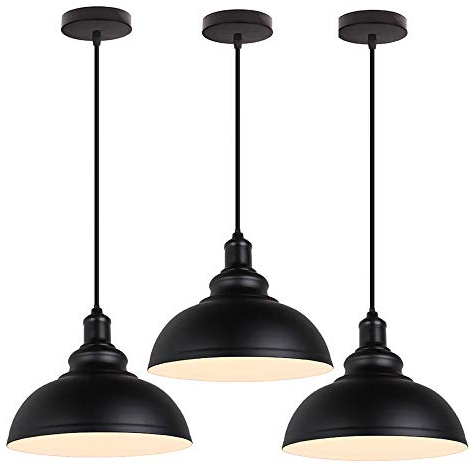 PETITES ECREVISSES Pendelleuchte Industrial Vintage Hängeleuchte Schwarz LED Design 1 Flammig Pendellampe Metall für Wohnzimmer Esszimmer Restaurant Keller Untergeschoss Usw (3 Flammig)