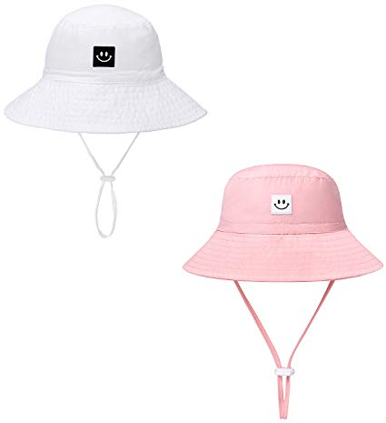 HSYZZY Baby Sonnenhut Smiley-Muster Kleinkinder Fischerhut UV Schutz UPF 50+