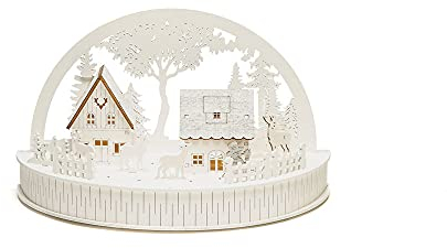 Konstsmide Christmas Lights Silhouette Motif Arch Village with Reindeers - Battery Operated: 2xAA (Excl.) - Christmas Scene Warm White Diodes