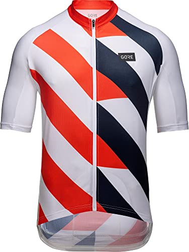 GORE WEAR Herren Fahrrad-Kurzarmtrikot Signal, L, Weiß/Feuerrot