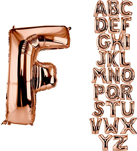 DekoRex Folienballon Rosegold 82cm Luftballon Geburtstag Hochzeit Deko (Buchstabe F)