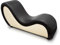 QUIRUMED Tantra-Sessel, Farbe Schwarz-Beige, Diwan-Paare, Relax-Sofa, Kunstleder, ergonomisch, 162 x 48 x 48-80 cm