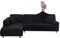 Jaotto Sofa Überwürfe Sofabezug Elastische Spandex Stretch Sofabezüge Couchbezug für L-Form Sofa Universal Waschbar Sofaüberwurf 2er Antirutsch(3 Sitzer+4 Sitzer,Schwarz)