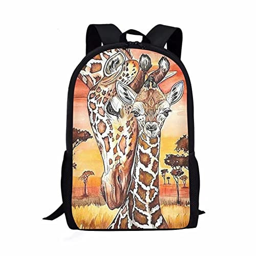 chaqlin Mode Galaxy Tier Rucksack Schultaschen für Jungen Mädchen Büchertasche Tagesrucksack, Gelbe Giraffe, Einheitsgröße, Schulrucksack