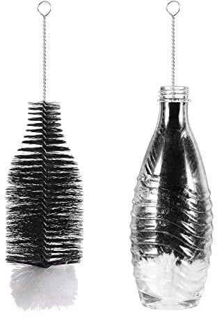 kwmobile Brosse Compatible avec SodaStream Crystal 2.0, Duo et Terra - Brosse de Nettoyage pour Bouteille Vase Carafe cruche broc Pot Noir-Blanc