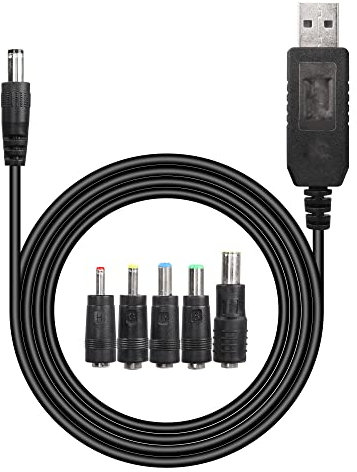 SinLoon USB a DC 5V a 9V Step up Cable 3FT DC 5525 Cable adaptador de corriente con conectores de 7.9X5.9mm, 3.5x1.35mm, 4.0x1.7mm, 5.5x2.1mm, 6.3x3.0mm