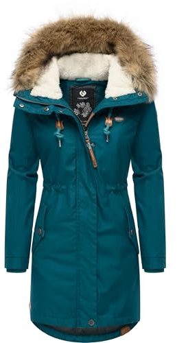 Ragwear Damen Wintermantel Warmer Parka lang mit abnehmbarem Kunstfell Tawny Intl XS-6XL