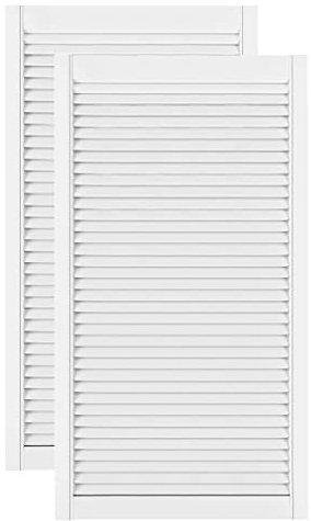 DecoMeister Lamellentüren weiß lackiert aus Holz Massivholz Holztür Schranktür mit offenen Lamellen für Kleiderschrank Möbelfronten 594x1100 mm 2-er Pack