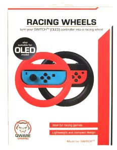 Qware Gaming Racing Wheels - 2 Volantes para Nintendo Switch (1 Rojo + 1 Negro)