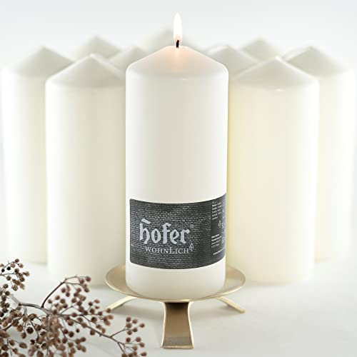 HOFER STUMPENKERZEN SET 70 x 170 mm – elfenbein, creme, champagner | besonders lange Brenndauer ca. 67 Std. | dicke Stumpen Kerzen | Großpackung | 12er Kerzen Set