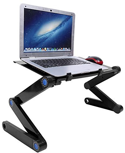 Headerbs Tablet Schreibtischständer Aluminiumlegierung Bett Klapp Laptop Notebook Verstellbarer Computertisch Tischständer (Schwarz)