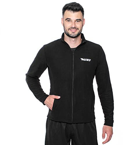 MUWO Acotango - Giacca in pile da uomo, calda e morbida, con cerniera integrale e tasche laterali, S, M, L, XL, 2XL, per uomini senza cappuccio
