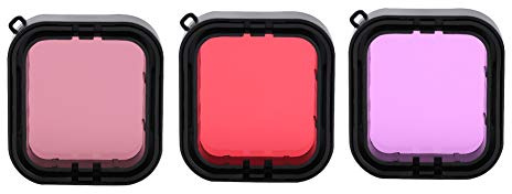 Kamera Filtersatz,3Pcs Rot R Lila Unterwasser-chfilter-Set für 5/6 flip Filter unterwassergehäuse, Unterwasser,weitwasserdichte Schnorchel-Tauchfilter