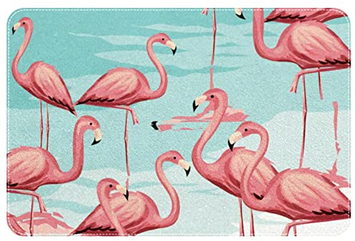 Outdoor-Teppich, waschbarer Teppich, Veranda-Teppich, maschinenwaschbar, Indoor-Outdoor-Teppich, Bodenmatte für Bauernhaus, geschichtete Fußmatten, Wohnzimmer,Tropischer Strand Ozean Flamingo Sommer