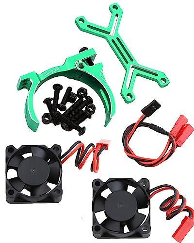 Rcarmumb Motor Cooling Fan Upgrades Part for 1/8 1/7 Arrma RC Car,Brushed Brushless 20000 RPM High Speed 30mm Cooling Fan Heatsink with 40-42mm Adjustable Mount for 4274 4068 4268 Motor,Green