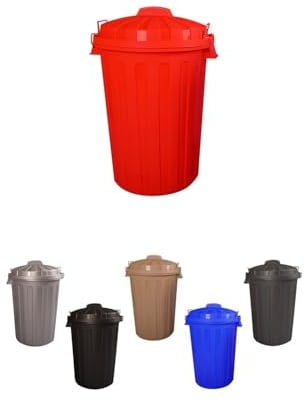 JARDIN202 - Cubo Basura Diseño Moderno de plástico con Tapadera | Cubo resistente almacenaje y reciclar | 100 litros (Rojo)